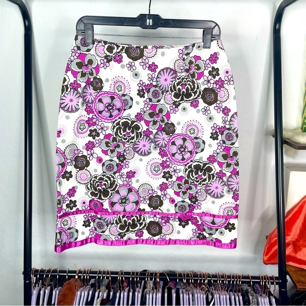 Bentley A Hot Pink Floral Print Skirt